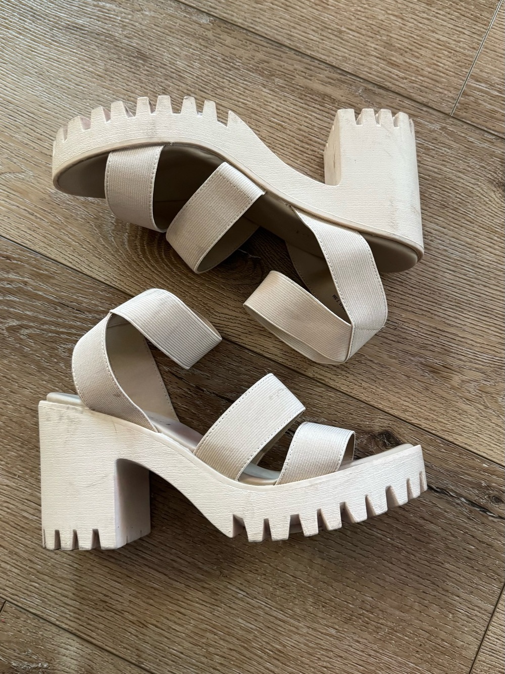 Madden Girl Cream Chunky Lug Platform Sandal